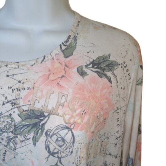 Long Sleeve Artsy Graphic Top Shirt Size XL NEW NWT - Picture 2 of 4